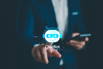 Chat AI concept, Artificial Intelligence, Chatbot, Business use technology smart robot AI Enter...