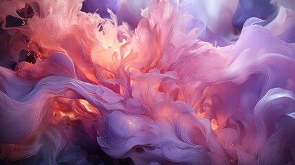 Close-up of ethereal liquid flames in a captivating blend of lavender and periwinkle colors, casting a gentle and mystical glow in a surreal landscape - obrazy, fototapety, plakaty