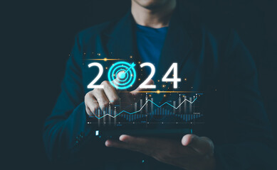 2024 new year, Market trends on 2024, Target and goal action plan for success growth, New business...