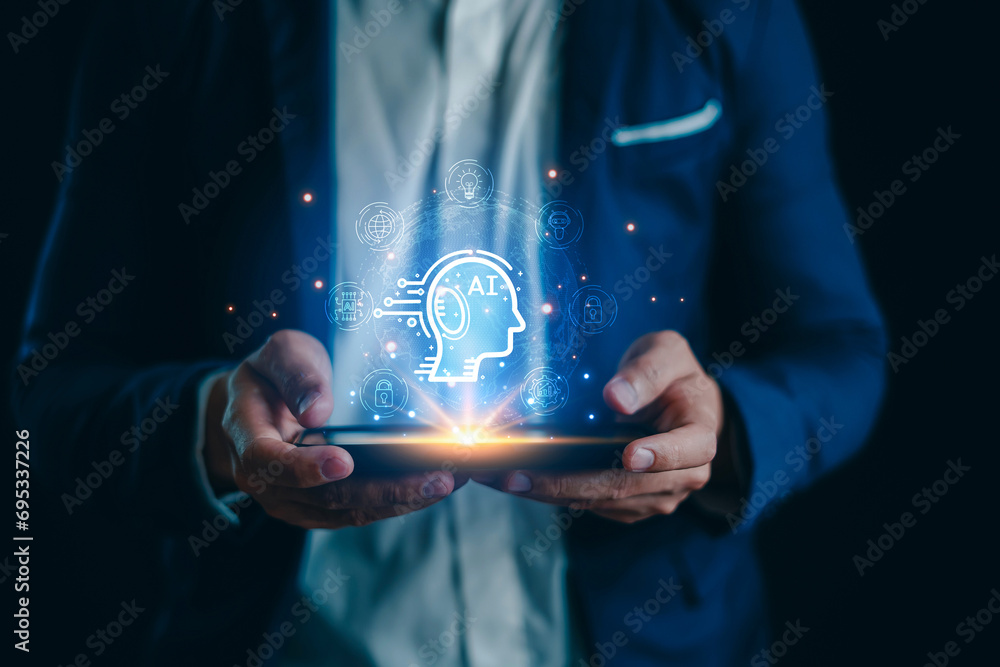 Aufkleber chat ai concept, artificial intelligence, chatbot, business use technology smart robot ai enter comm