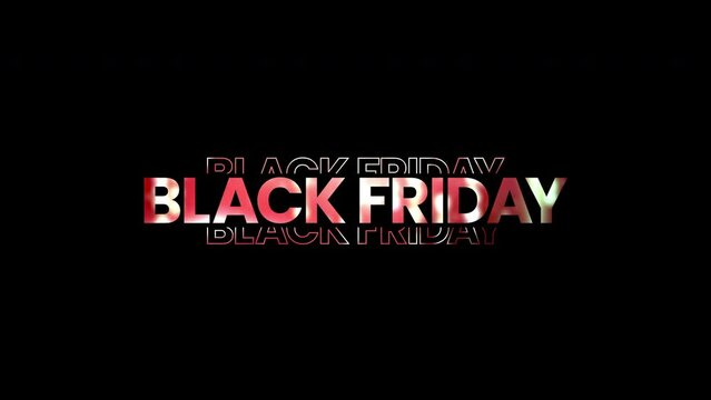 Black Friday graphic element with sleek red textured text. Bold black friday sale banner design 4k animation. sales shopping social media background.
