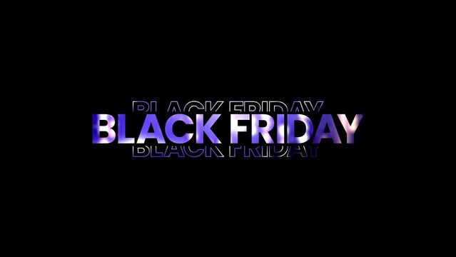 Black Friday graphic element with sleek purple textured text. Bold black friday sale banner design 4k animation. sales shopping social media background.