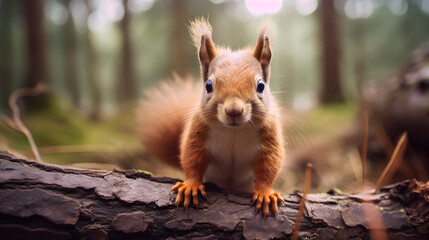 red squirrel in the woods