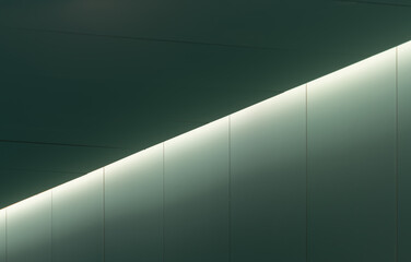 Illuminated corner of wall and ceiling in modern hospital