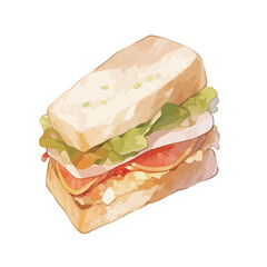 水彩で描いたサンドイッチのイラスト