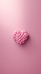 Soft pastel pink foam twist Braid Knot wall decor made in the shape of a heart. Soft shapes and edges in the style of Valentine's Day abstract 3D render wallpaper or 3D wall decor