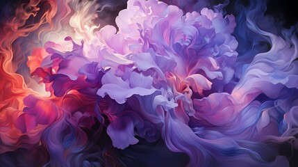 Close-up of ethereal liquid flames in a captivating blend of lavender and periwinkle colors, casting a gentle and mystical glow in a surreal landscape - obrazy, fototapety, plakaty