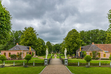 Fototapeta na wymiar Estate and mansion Fraeylemaborg in Slochteren municipality Midden-Groningen in Groningen province in The Netherlands
