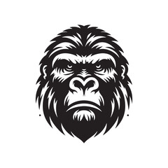 Gorilla Silhouette: Majestic Ape Shadows, Jungle Power, and Wild Primate Black Vectors - Minimallest gorilla black vector animal
