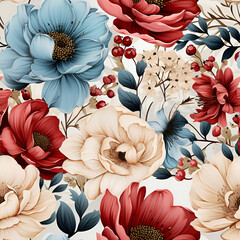 Boho Florals Digital Paper , Boho Florals Seamless Digital Paper , Scrapbook Paper Bohemian-inspired floral patterns and seamless design , generative AI illustration