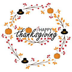Happy thanksgiving day. Vector banner, greeting card with text Happy thanksgiving day