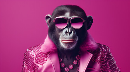 Creative animal concept. Chimpanzee