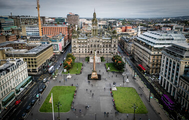 George Square in Glasgow from above - aerial view - travel photography