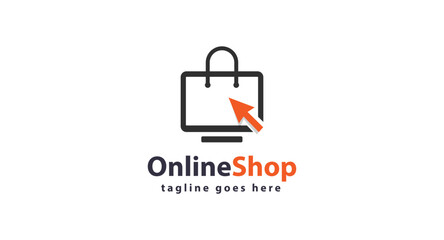 Online Shop Logo designs Template. Illustration vector graphic of shopping cart and shop bag combination logo design concept. Perfect for Ecommerce, sale, discount or store web element.