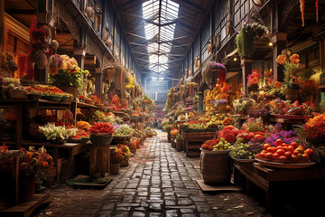 A Panorama of a Flower Market Overflowing with Color