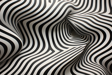Abstract Compositions in Lines Op-Arts Sculpted Forms
