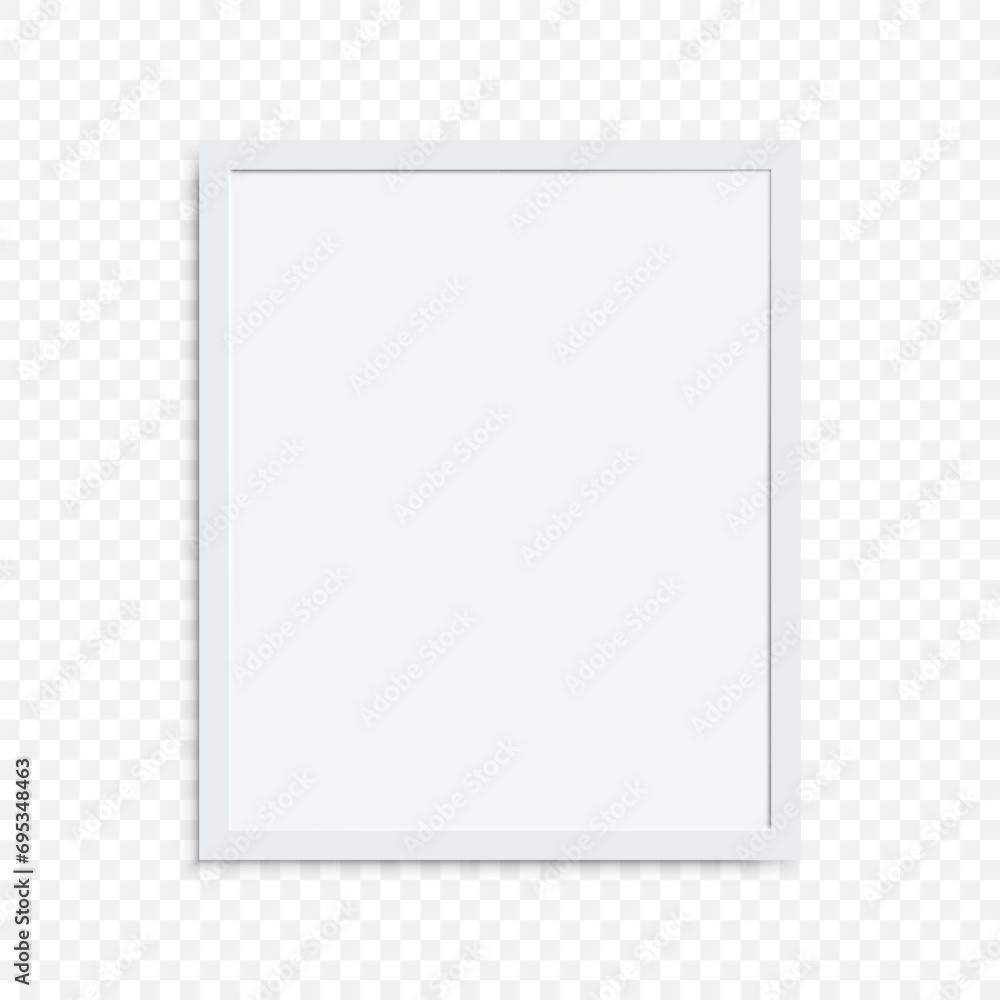 Aufkleber realistic white frame with shadow on transparent background for your presentations. vector illustrat