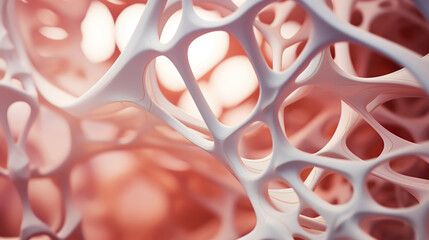 Organic cellular structure osteons matrix. Futuristic bio cement. Generative AI - obrazy, fototapety, plakaty