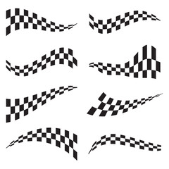 Collection of racing style checkered flags various shapes