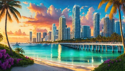 Summertime in Miami - obrazy, fototapety, plakaty