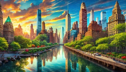 New york city summer mood - obrazy, fototapety, plakaty