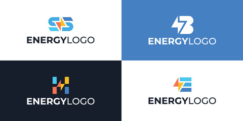energy company logo premium vector template collection - obrazy, fototapety, plakaty