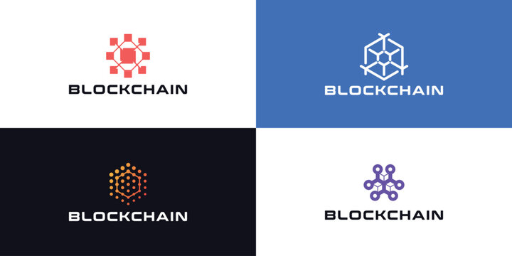 Technology logo vector collection, blockchain logo icons.