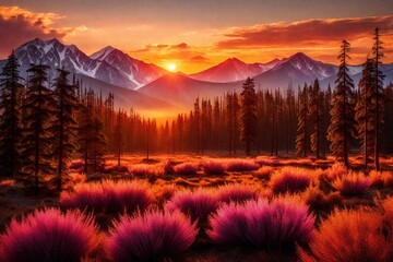 sunrise in the mountains  and generated AI