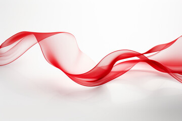 Wave of red ribbon on white background