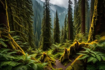 pine tree forest  and generated AI