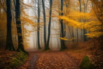 autumn in the forest  and generated AI