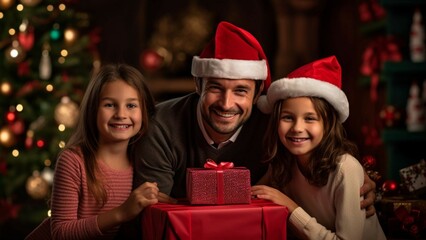 Fototapeta na wymiar family with christmas gifts