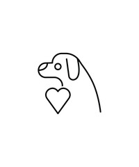 dog with love icon, vector best line icon.