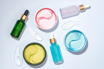 Assorted skincare products on a white background