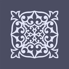 Round Pattern Mandala. Abstract design of Persian, Islamic, Turkish, Arabic vector circle floral ornamental border. Abstract Asian elements of Kazakh