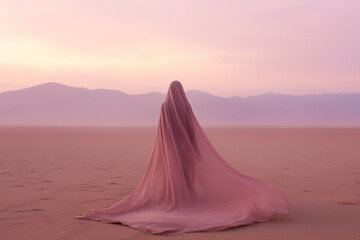 Generative AI Image of Mysterious Figure in Desert Landscape
