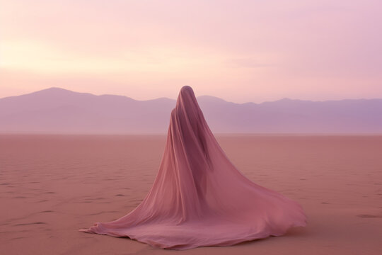 Generative AI Image of Mysterious Figure in Desert Landscape