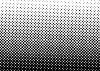 Obraz premium Abstract black half-tone dot gradient background. Horizontal composition. Modern manga style vector illustration for comics book, trendy web projects, animation backdrop visuals.
