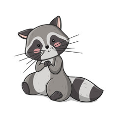 Cute raccoon vector illustration. Cute cartoon animal character