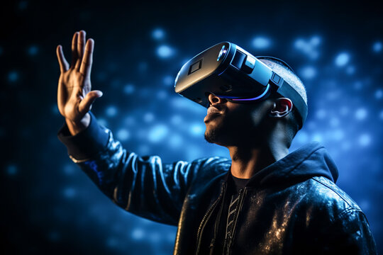 Generative AI image of man experiencing virtual reality