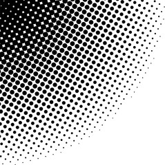 Abstract manga style Halftone dotted circle corner. Pop art faded radiant of half tone dots. Circular faded gladiation. Trendy pop art style for comics book, poster, and project decoration. Vector.