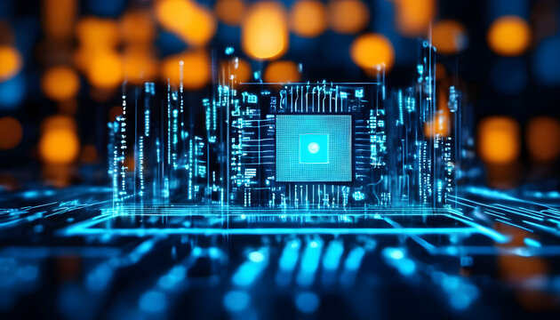 Abstract Digital Technology And Connection Concept: Digital transformation concepts, systems engineering, binary code, programming. Generative AI