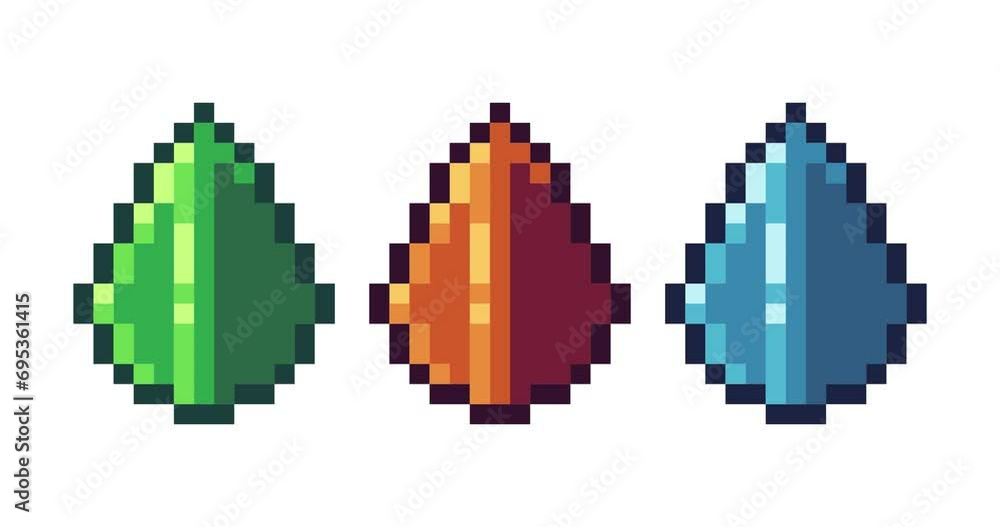Poster white screen of leaf , tree leaf icon bits pixel slowly appeared and dissappeared. simple animation 