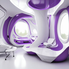 Futuristic living room purple 2