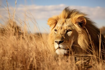 lion in the savannah