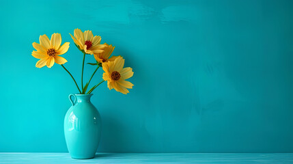 The turquoise background gives the image freshness and calm