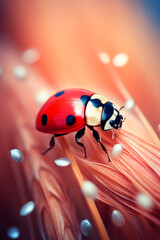 Fototapeta premium ladybug in field, photorealistic, cinematic, macro photography created with Generative Ai