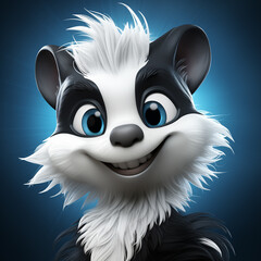 Cute and funny skunk raccoon avatar. Smiling skunk raccoon character. Funny skunk raccoon mugshot. Skunk raccoon icon.