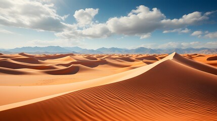 Fototapeta na wymiar Panoramic view of sand dunes in Sahara desert, Morocco