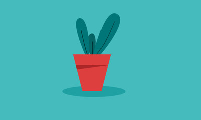 Flat ilustration cactus on pot